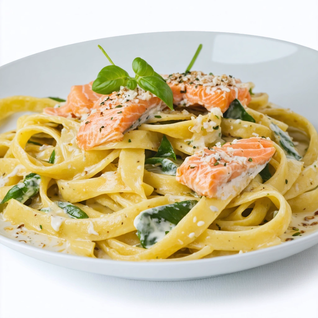 Laxpasta med gräddig sås