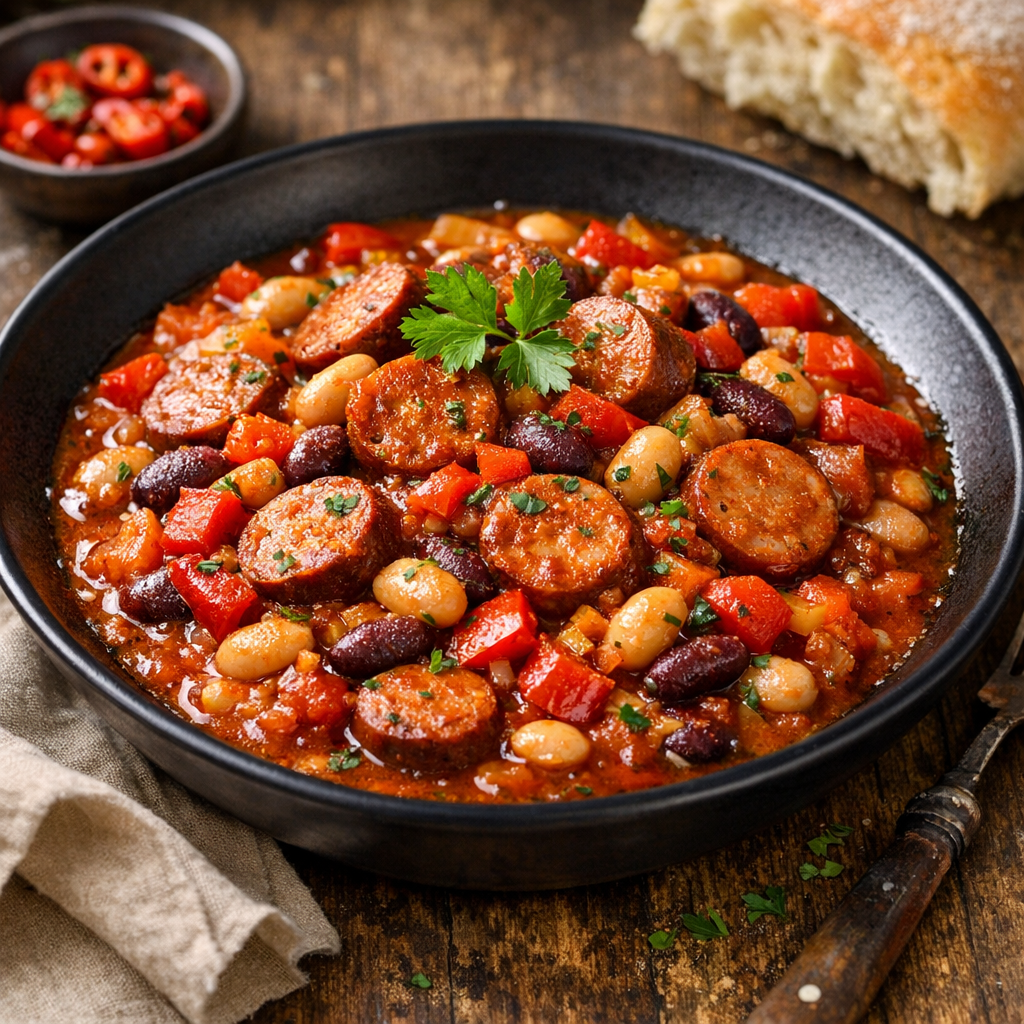 Smal vardagsgryta med korv och bönor