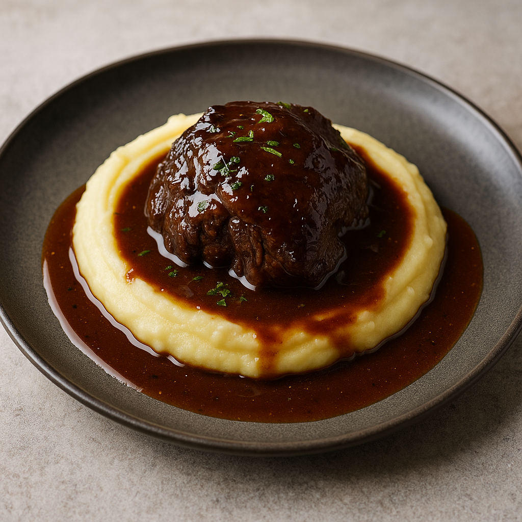 Rödvinsbräserad oxkind med potatispuré