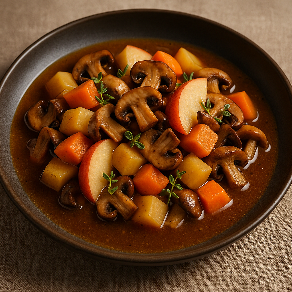 Höstgryta med svamp och äpple