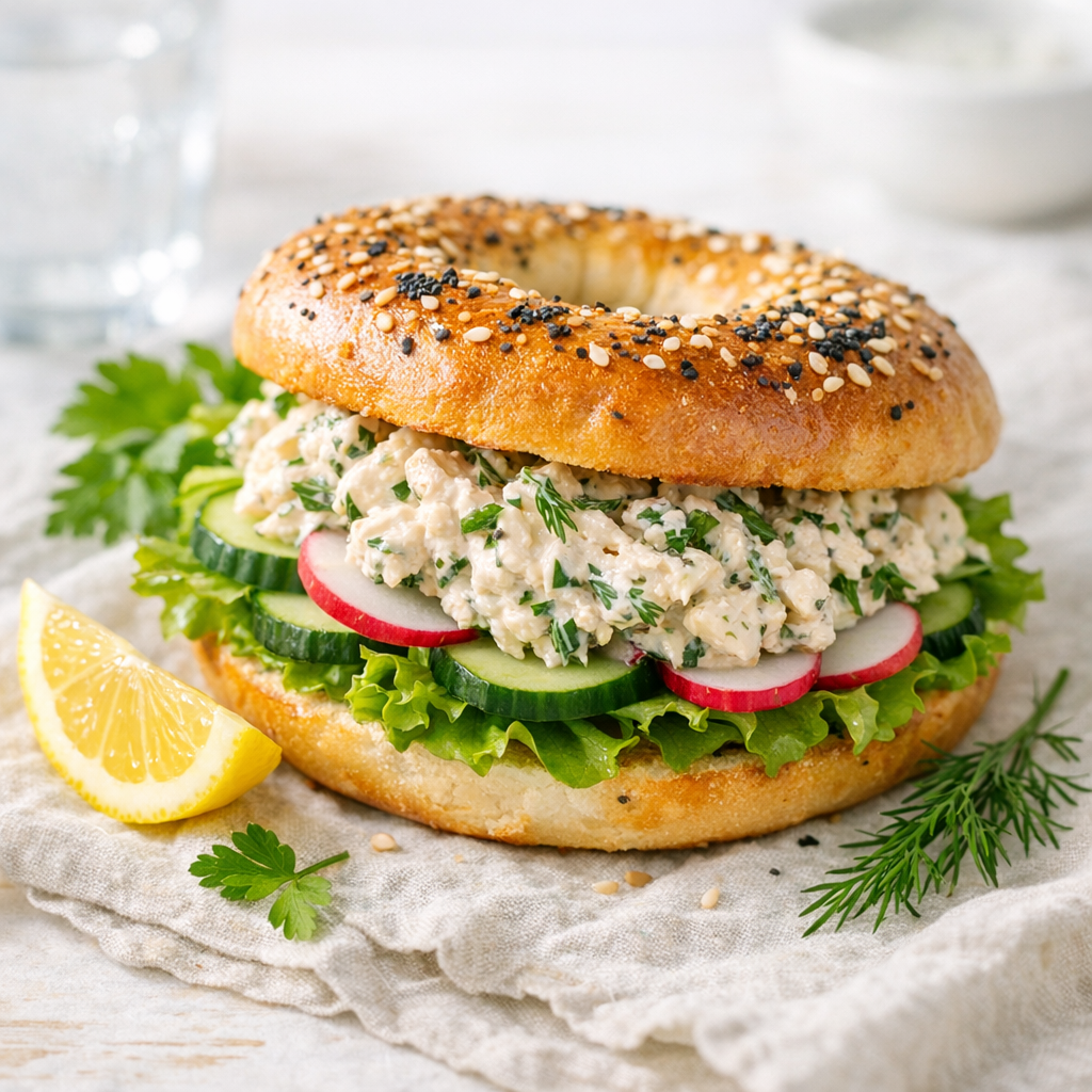 Sommarbagel med kycklingröra