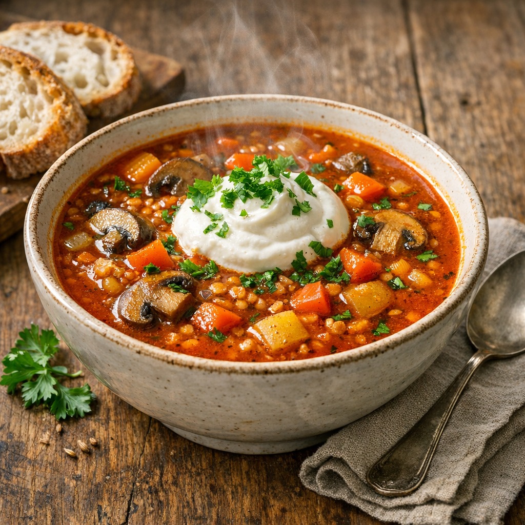 Vegansk goulaschsoppa