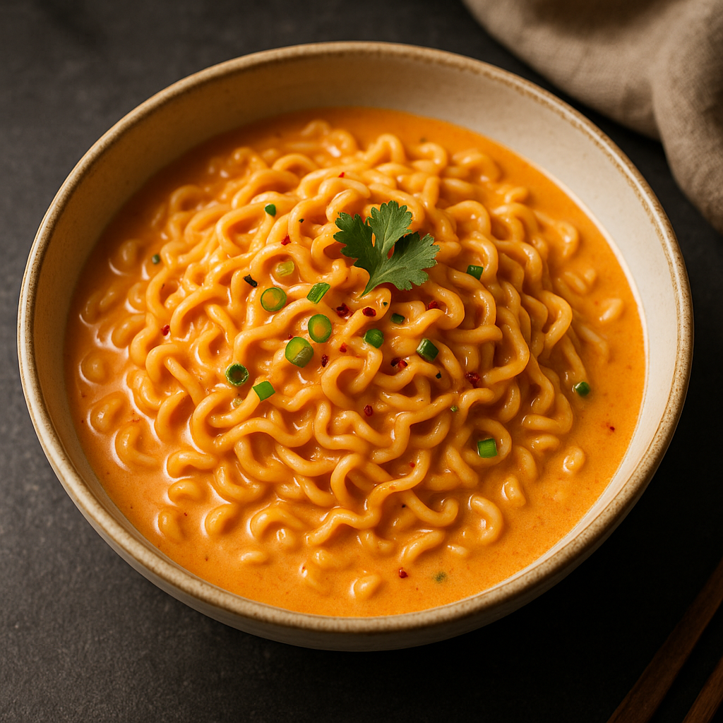 Snabba nudlar i krämig och het sås