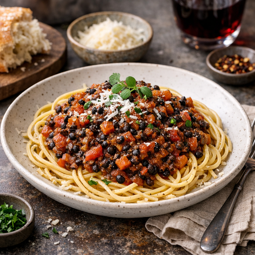 Linsbolognese på svarta linser