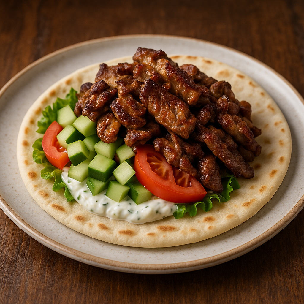 Gyros i tunnbröd med tzatziki